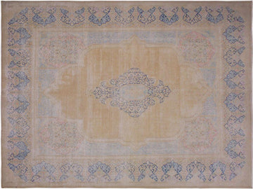 handmade Vintage Brown Blue Hand Knotted RECTANGLE 100% WOOL area rug 10x13